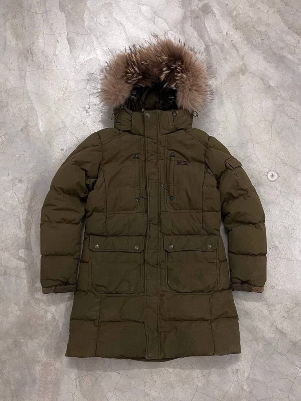 K2 Olive Green Hooded Puffer Coat - Picture 1 of 12